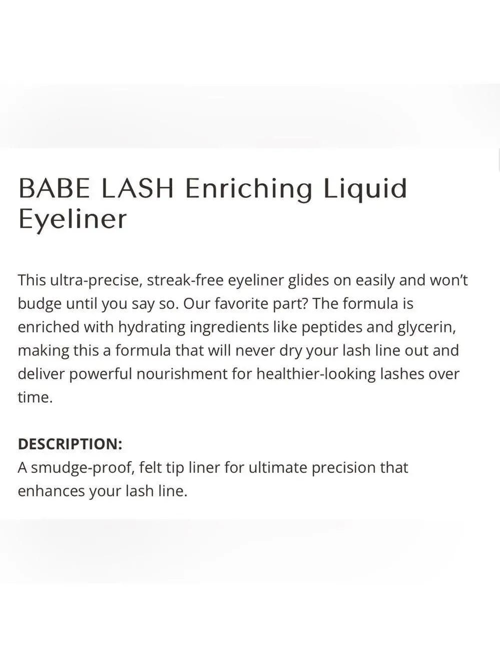 Babe Lash Enriching Liquid Eyeliner in Bold Black